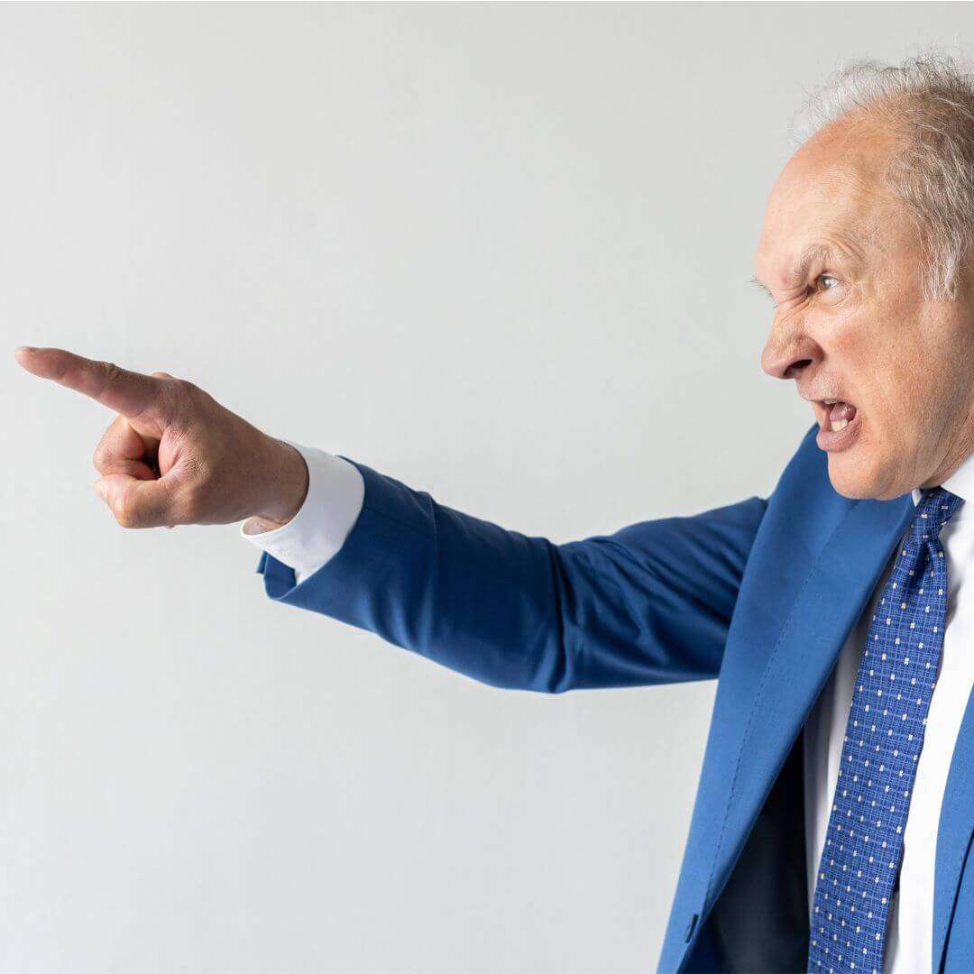 old school sales person being pushy and demanding