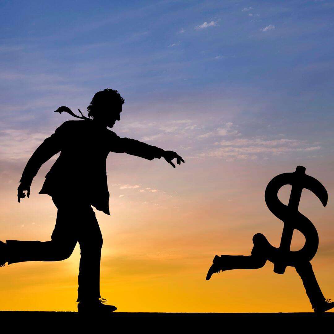 sales person losing a sale and chasing after it