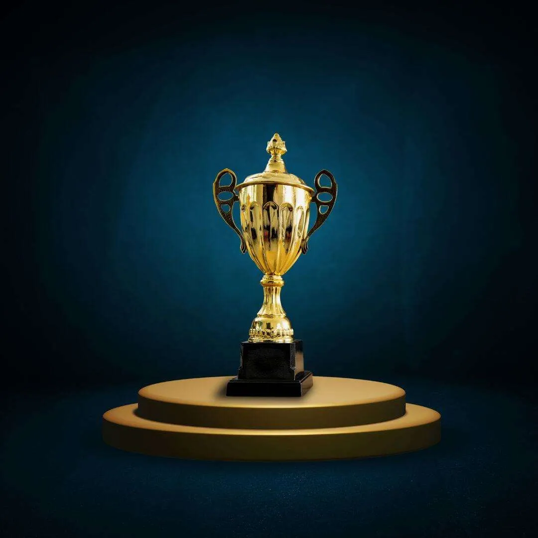 trophy on podium representing top performers